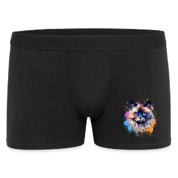 Colorful Birman Cat Face Splash Art  - Men's Boxer Shorts - black - Front