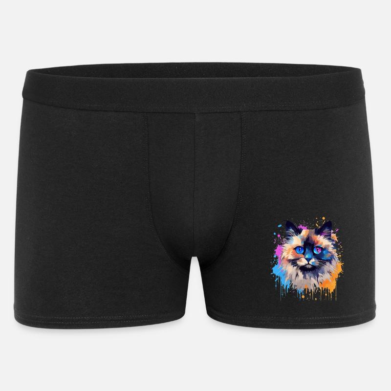 Bunte Birman-Katzengesicht-Splash-Kunst - Männer Boxer Shorts - Schwarz