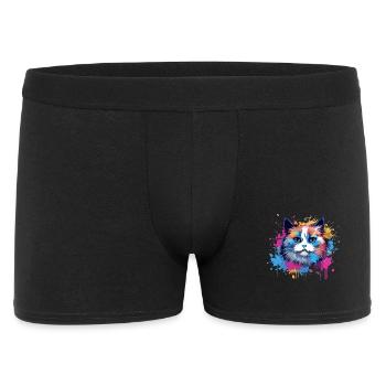 Art coloré éclaboussé de visage de chat Birman - Boxer Homme - noir - Devant