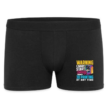 Warnung Könnte Über 3D Druck Sprechen Drucker - Männer Boxer Shorts - Schwarz - Vorne