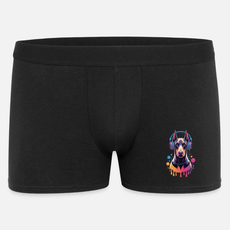 Doberman avec casque - Boxer Homme - noir