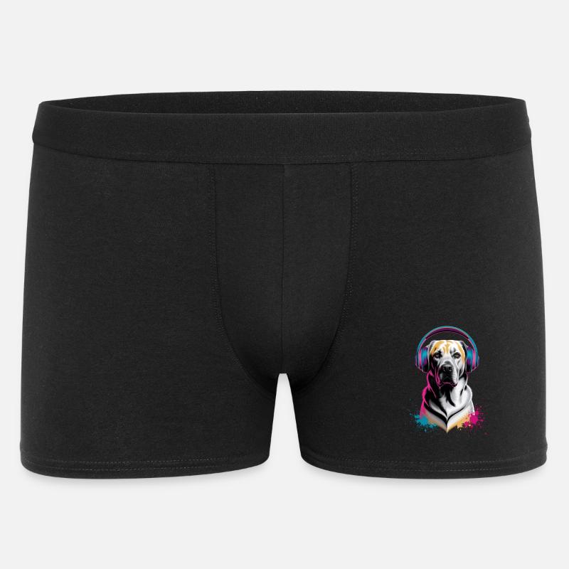 Labrador mit Kopfhörern - Männer Boxer Shorts - Schwarz