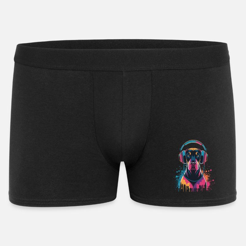 Doberman avec casque - Boxer Homme - noir