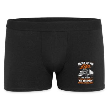 Lastwagen Fahrer Trucker LKW Diesel Fernfahrer - Männer Boxer Shorts - Schwarz - Vorne