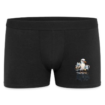Möwe mit Kaffee Ich mache das böse gucken - Männer Boxer Shorts - Schwarz - Vorne