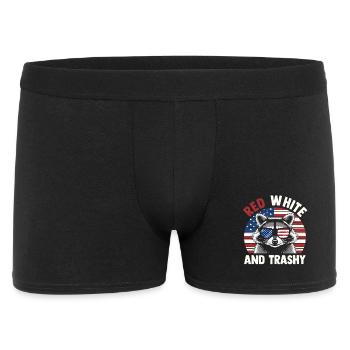 Patriotic Raccoon American Flag Trash Panda - Männer Boxer Shorts - Schwarz - Vorne