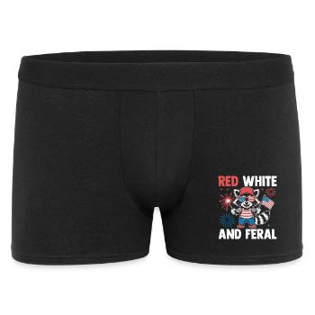 Patriotic Raccoon American Flag Trash Panda - Männer Boxer Shorts - Schwarz - Vorne