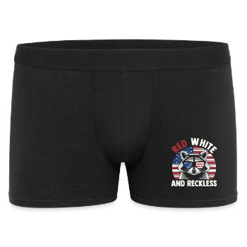 Patriotic Raccoon American Flag Trash Panda - Männer Boxer Shorts - Schwarz - Vorne