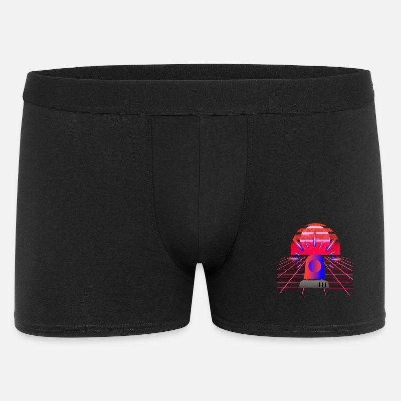 Retro Synthwave Sirene Blaulicht Neon - Männer Boxer Shorts - Schwarz