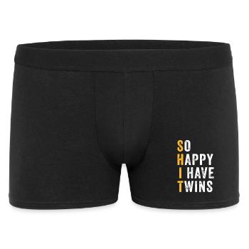 Zwillingsfreude: So glücklich, Zwillinge zu haben - Männer Boxer Shorts - Schwarz - Vorne