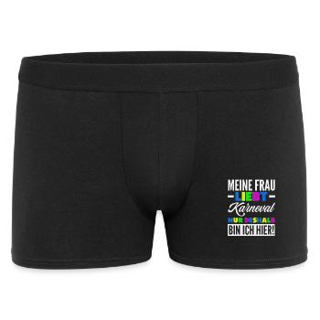 Meine Frau Liebt Karneval Deshalb Bin Ich Hier - Männer Boxer Shorts - Schwarz - Vorne