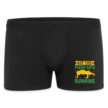 Fitness Fanatics Hit The Push-Ups Running - Männer Boxer Shorts - Schwarz - Vorne