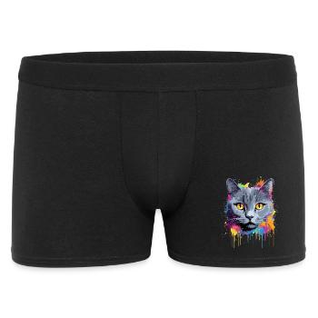 Chartreux Katzengesicht Bunte Splash-Kunst - Männer Boxer Shorts - Schwarz - Vorne