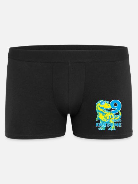 DINO 9 YEARS DINOSAUR 9TH BIRTHDAY - Men's Boxer Shorts - black
