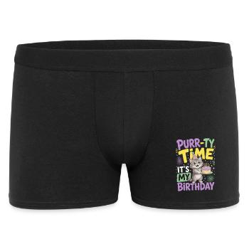 Purr-ty Time Birthday Cat Party Hat Kitten - Men's Boxer Shorts - black - Front