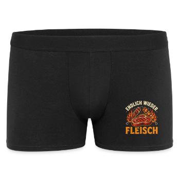 Endlich Wieder Fleisch Grillen Steak BBQ - Männer Boxer Shorts - Schwarz - Vorne