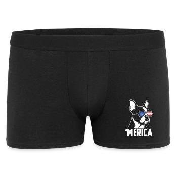 Merica USA Flag Patriotic Boston Terrier - Boxer Homme - noir - Devant