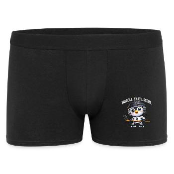 Süßer Pinguin Eishockey Spieler Cartoon USA - Männer Boxer Shorts - Schwarz - Vorne