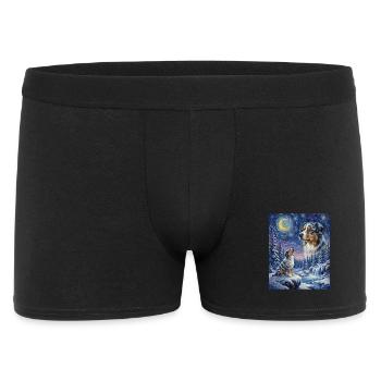 Chien Hurlant à la Lune Berger Australien - Boxer Homme - noir - Devant