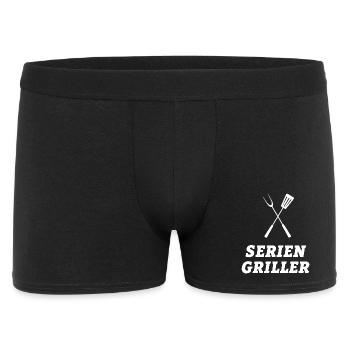 Serien Griller - Grillmeister - BBQ - Männer Boxer Shorts - Schwarz - Vorne