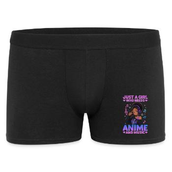 Anime and Music Chibi Black Girl - Men's Boxer Shorts - black - Front
