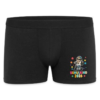 Einschulung Schulkind 2026 Junge Mädchen Faultier - Männer Boxer Shorts - Schwarz - Vorne