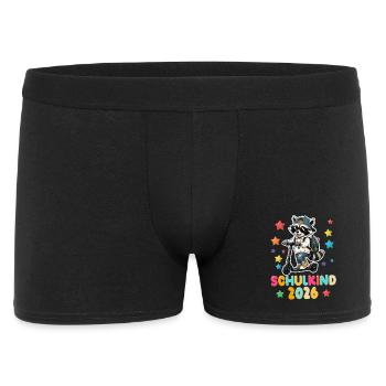 Einschulung Schulkind 2026 Junge Mädchen Waschbär - Männer Boxer Shorts - Schwarz - Vorne