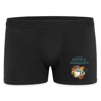 Petit-déjeuner, bonheur du matin, café et croissants - Boxer Homme - noir - Devant
