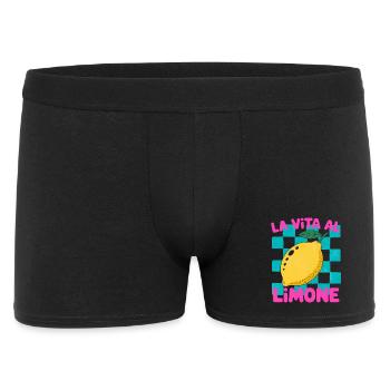 La Vita al Limone – Zitrus Retro Motiv - Männer Boxer Shorts - Schwarz - Vorne