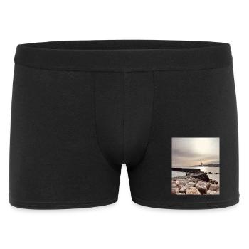 Coucher de soleil sur la jetée et les rochers - Boxer Homme - noir - Devant