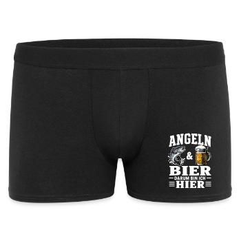 Angeln und Bier Angler Spruch Hobbyangeln - Männer Boxer Shorts - Schwarz - Vorne