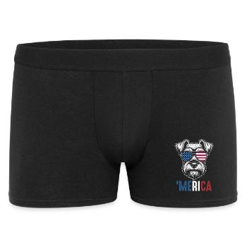 Merica Patriotic Schnauzer American Flag Pride - Männer Boxer Shorts - Schwarz - Vorne