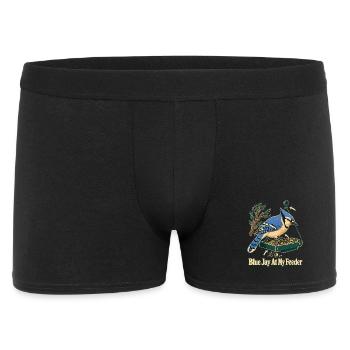 Geai bleu à ma mangeoire, ornithologue dans le jardin - Boxer Homme - noir - Devant