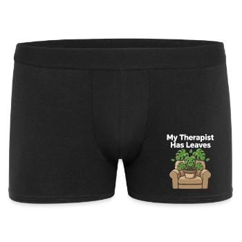 Mon thérapeute a de l’humour des feuilles, des plantes - Boxer Homme - noir - Devant