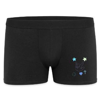 Rockhand mit Sternen und Herz - Männer Boxer Shorts - Schwarz - Vorne