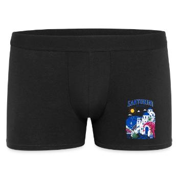 Santorini, Griechenland, Reisedesign - Männer Boxer Shorts - Schwarz - Vorne