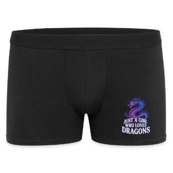 Drachenliebe: Girl liebt Drachen - Männer Boxer Shorts - Schwarz - Vorne