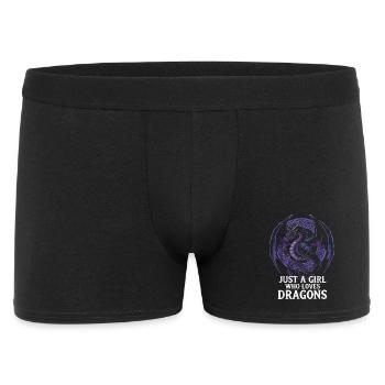 Mädchen liebt Drachen Grafik - Männer Boxer Shorts - Schwarz - Vorne