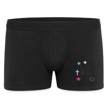 Handzeichen mit Kreuz, Sternen und Mond - Männer Boxer Shorts - Schwarz - Vorne
