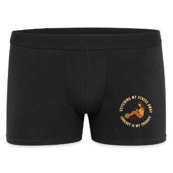 Mein Stress wegzunähen, Häkeln ist meine Therapie - Männer Boxer Shorts - Schwarz - Vorne