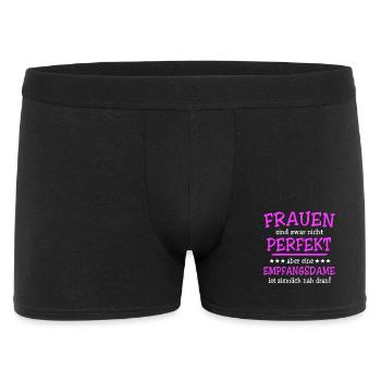 Empfangsdame Sprüche - Männer Boxer Shorts - Schwarz - Vorne