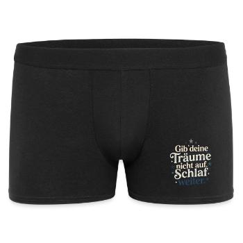 Gib Deine Träume Nicht Auf Schlaf Weiter - Männer Boxer Shorts - Schwarz - Vorne