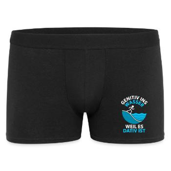 Genitiv Ins Wasser Weil Es Dativ Ist Grammatik - Männer Boxer Shorts - Schwarz - Vorne