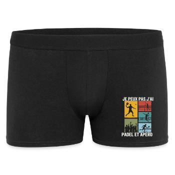 Je Peux Pas J'ai Padel et Apéro Humour - Boxer Homme - noir - Devant