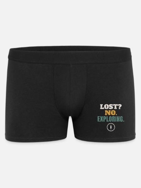 Lost No Exploring Hiking - Männer Boxer Shorts - Schwarz