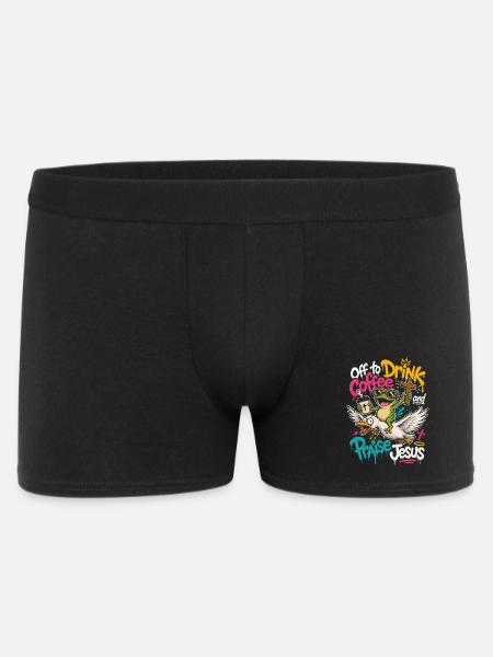 Kaffee, Kreuz und Frosch - Männer Boxer Shorts - Schwarz
