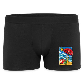 Retro Sunny Beach Day Illustration - Männer Boxer Shorts - Schwarz - Vorne
