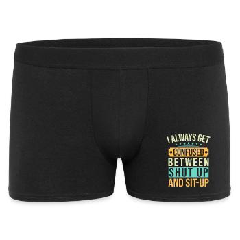Fitness Fanatics Confused Shut-Up & Sit-Up - Männer Boxer Shorts - Schwarz - Vorne