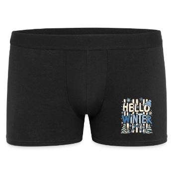 Hallo Winter Holzschrift - Männer Boxer Shorts - Schwarz - Vorne