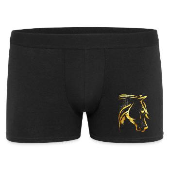 Équitation - Cavalier - Tête de cheval - Cheval d’or - Boxer Homme - noir - Devant
